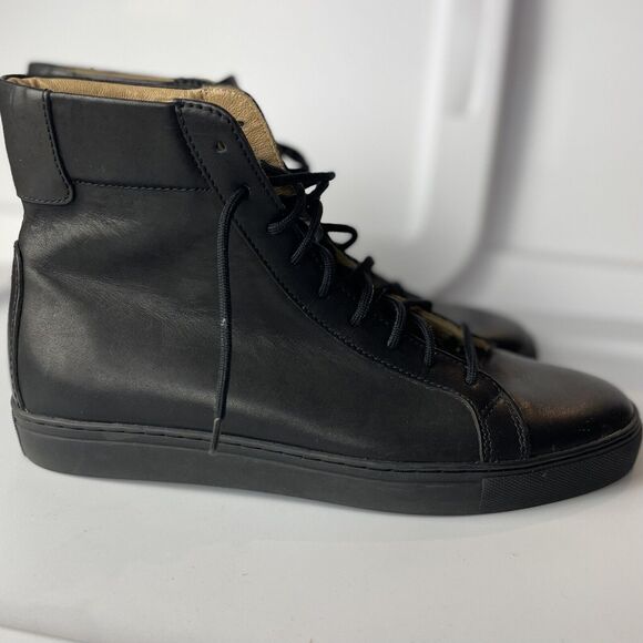 Thoroughly Crafted Goods TCG Black Leather Size 41 Us 8 Logan High Top Sneakers - Picture 2 of 9